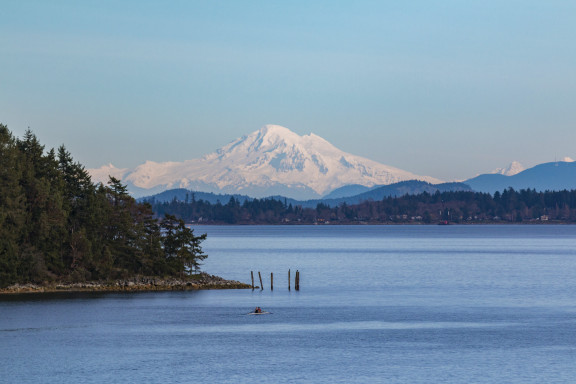 The ocean and Mount Baker